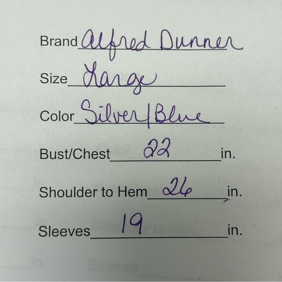 Alfred Dunner Blue Floral Metallic Knit Sweater Top | Size L - Picture 7 of 7